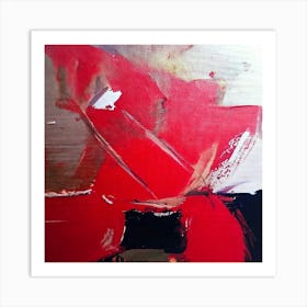 Abstract Painting, Acrylic On Canvas, Red Color Art Print