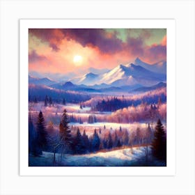 Sunset In The Mountains 3 Art Print