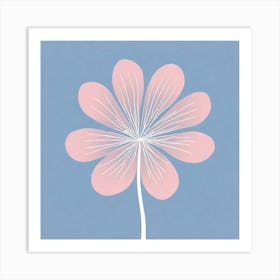 A White And Pink Flower In Minimalist Style Square Composition 578 Art Print