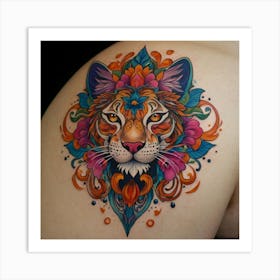 Colorful Tiger Tattoo Art Print