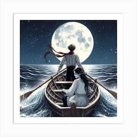 Oaring in the night 1 Art Print