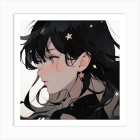 Anime Girl With Stars 3 Art Print