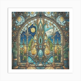 A wonderful artistic painting on stained glass Art Print