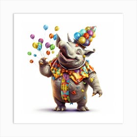 Rhino In A Clown Costume Art Print