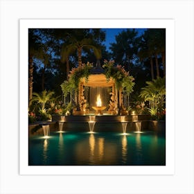 Gazebo At Night 1 Art Print