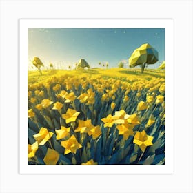 Yellow Flowers In A Field 36 Art Print