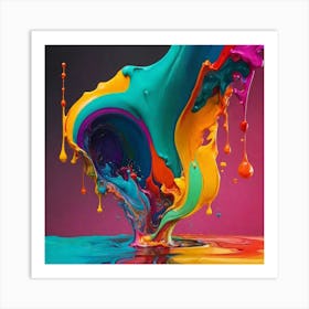 Poured colorful paint Art Print