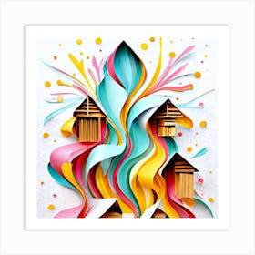 Paper Art Houses 1 Art Print