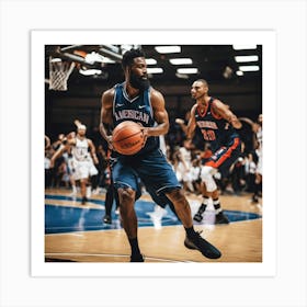 Basketball Player Dribbling 4 Art Print