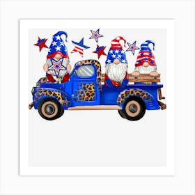 Trending American Gnome Gnomes Vintage Truck 4th Of Art Print