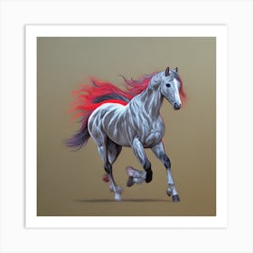 Horse With Red Mane Art Print