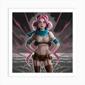 Pink Haired Girl Art Print