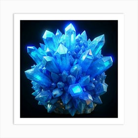 Glowing Blue Crystal Cluster 1 Art Print