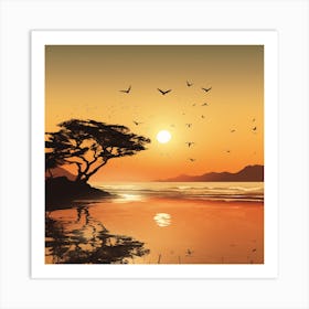 Sunset At The Beach 1 Art Print