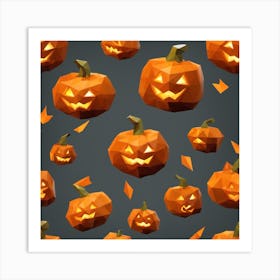 Low Poly Halloween Pumpkins 1 Art Print