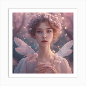 Dreamy Portrait Of A Cute Sweetflies In Magical Scenery, Pastel Aesthetic, Surreal Art, Hd, Fantasy, Art Print
