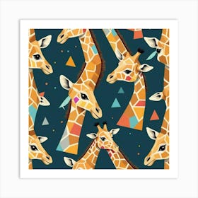 Cute Geometric Giraffe Pattern 2 Art Print 1 Art Print