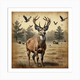 Deer In A Field Art Print