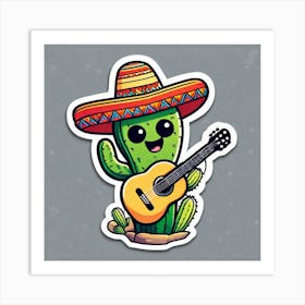 Cactus With Guitar 11 Art Print