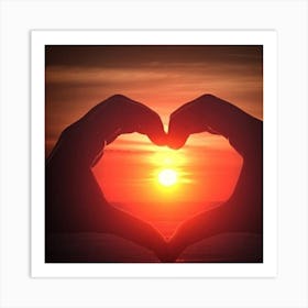 Heart Shape At Sunset Art Print