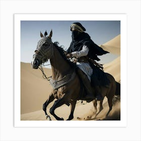 Man Riding A Horse In The Desert Art Print