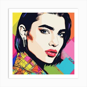 dua lipa colourful pop art print portrait Art Print