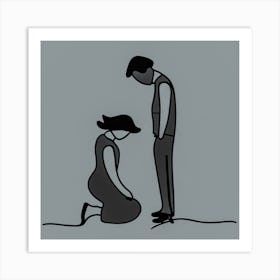 Man And Woman Kneeling Art Print