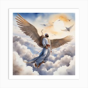 Can Fly Man Fly In Sky Watercolor 1 Art Print