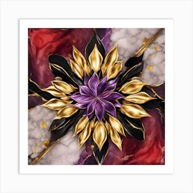 Purple And Gold Flower Art Print