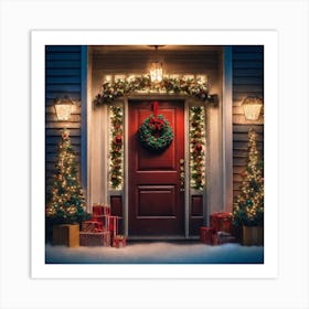 Christmas Decoration On Home Door Haze Ultra Detailed Film Photography Light Leaks Larry Bud Me (2) Art Print