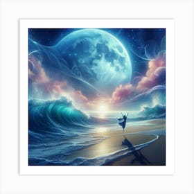 Dreaming Girl On The Beach Art Print