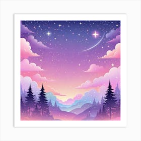 Sky With Twinkling Stars In Pastel Colors Square Composition 295 Art Print