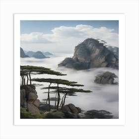 Pine Trees In The Clouds Art Print