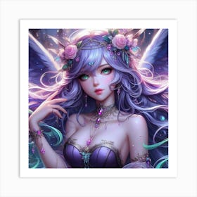 Anime Girl With Wings 1 Art Print