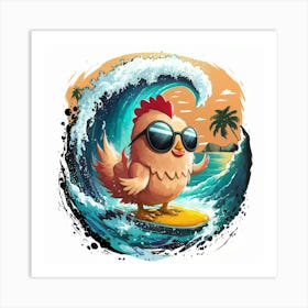 Chicken Surfboard Art Print