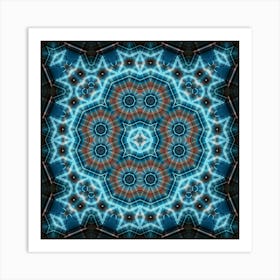 Abstract Mandala Blue Light Art Print