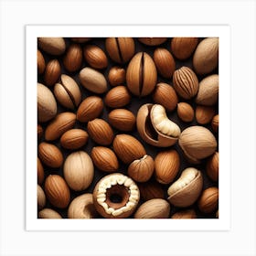 Almonds On A Black Background 17 Art Print