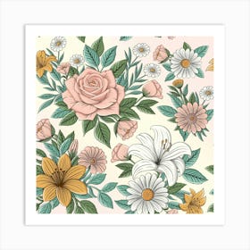 Floral Seamless Pattern Art Print