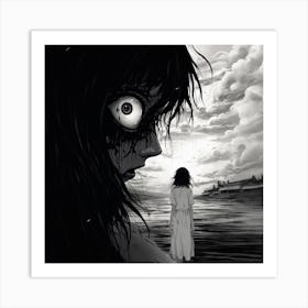 Girl From Hell black and white manga Junji Ito style Art Print