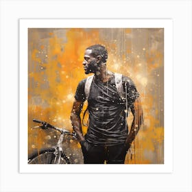 Man With A Bike Art Print