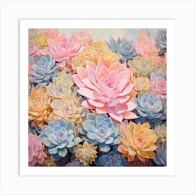 Pastel Succulents Art Print