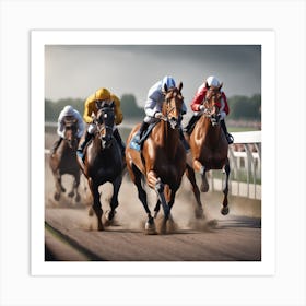 Jockeys Racing On The Track 9 Art Print