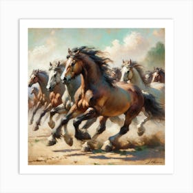 Horses Galloping II Art Print Art Print