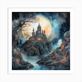 Castle In The Moonlight 1 Art Print