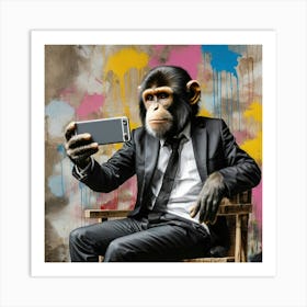 Monkey Selfie Art Print