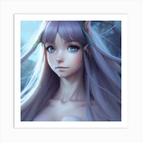 Elf Girl Hyper-Realistic Anime Portraits 6 Art Print