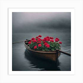 Geraniums In A Boat Art Print