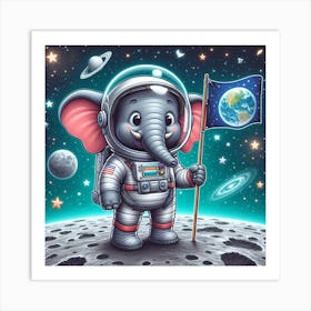 elephant on moon Art Print