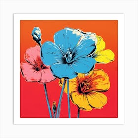 Andy Warhol Style Pop Art Flowers Flax Flower 1 Square Art Print