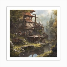 Village In The Woods Art Print